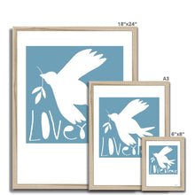 Load image into Gallery viewer, Love+Peace Soft Blue Framed Print.