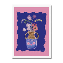 Load image into Gallery viewer, Face Vase - cobalt blue Framed Print