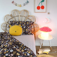 Load image into Gallery viewer, MoozleHome Night Garden 3-Piece Organic Cotton Bedding Set, floral botanical duvet cover, fitted sheet, and pillowcases in elegant dark garden design.