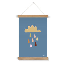 Load image into Gallery viewer, Rain Drops in Blue Fine Art Print with Hanger
