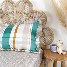 Load image into Gallery viewer, Ruffle Edge Pillowcase Jade and Blush
