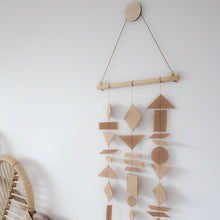 Load image into Gallery viewer, Felt Shapes Hanger - 3 strand wooden bar hanging