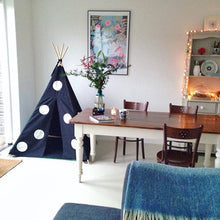 Load image into Gallery viewer, MIDI Teepee Black Canvas | White Polka SALE!