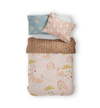 Load image into Gallery viewer, Moozle bedding set Swans and Rainbows organic cotton childrens duvet set