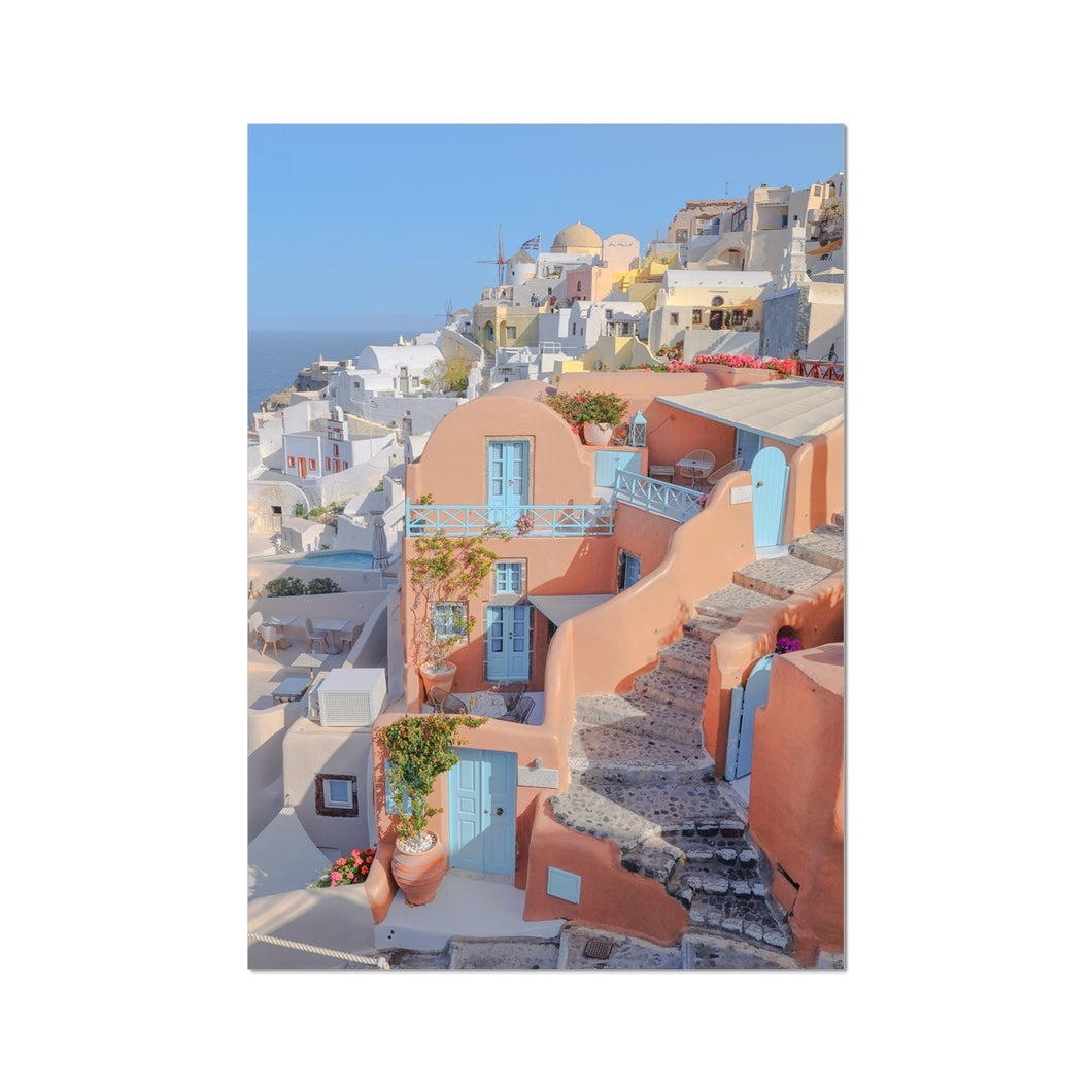 Pink House Oia Fine Art Print
