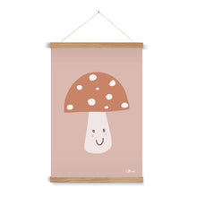 Load image into Gallery viewer, Happy Toadstool - Muted Colours Fine Art Print with Hanger.

