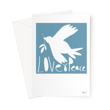 Load image into Gallery viewer, Love+Peace Soft Blue Greeting Card
