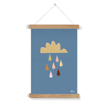 Load image into Gallery viewer, Rain Drops in Blue Fine Art Print with Hanger
