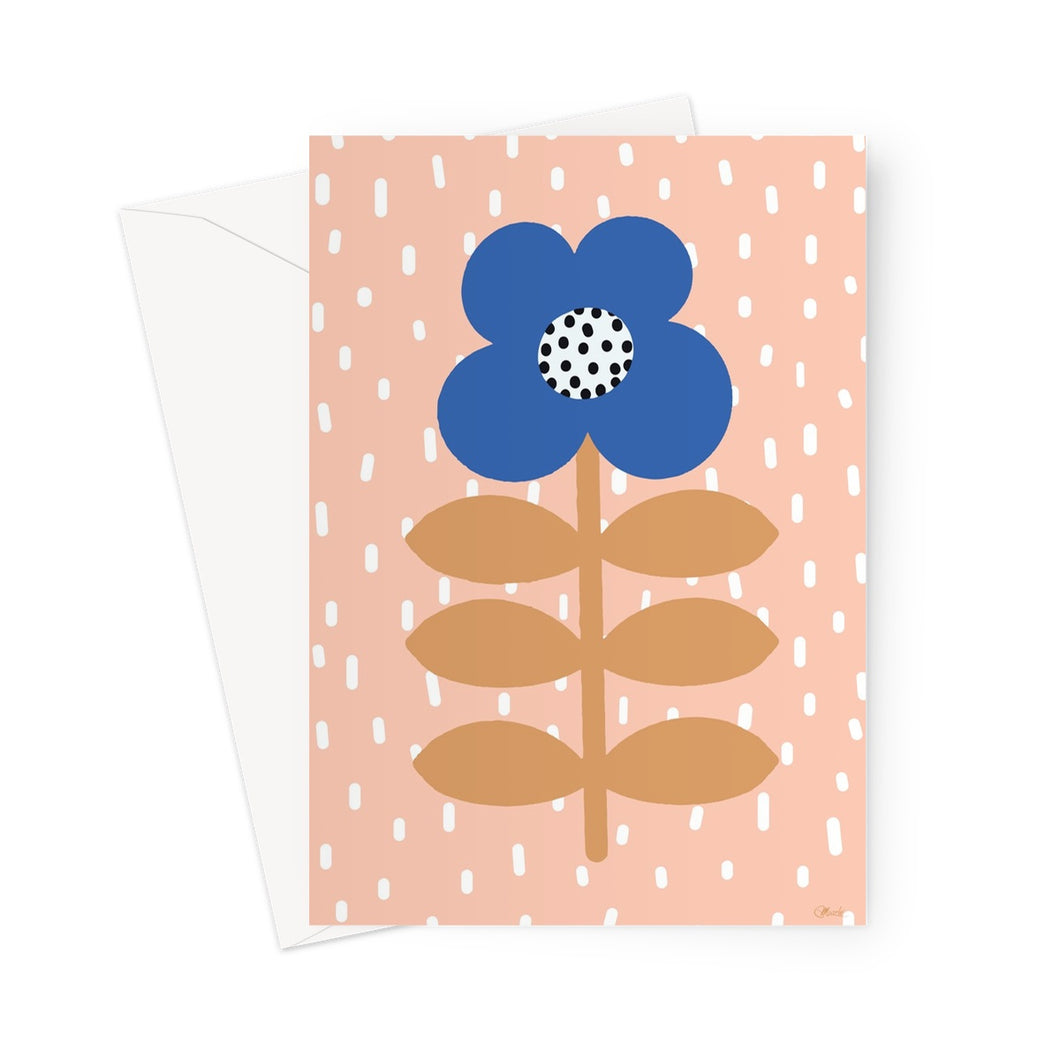 Blue Flower in the Rain Greeting Card