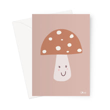 Load image into Gallery viewer, Happy Toadstool - Muted Colours Greeting Card
