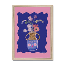 Load image into Gallery viewer, Face Vase - cobalt blue Framed Print
