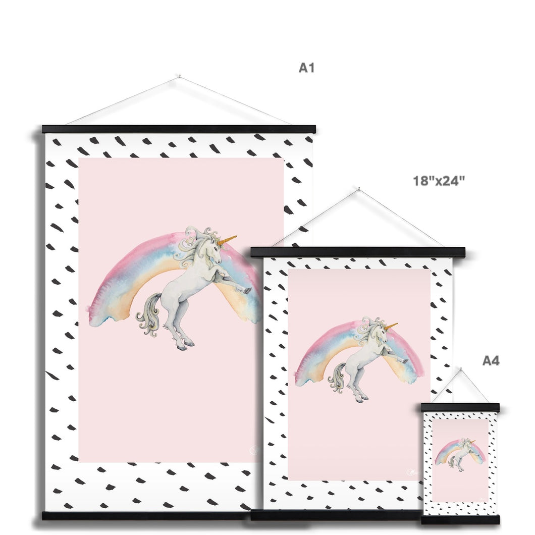 Unicorn and Rainbow Fine Art Print with Hanger