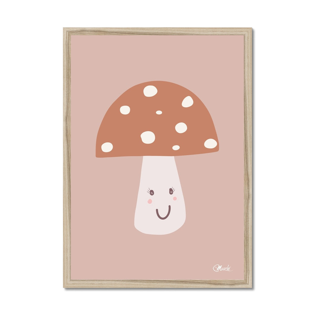 Happy Toadstool - Muted Colours Framed Print