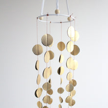Load image into Gallery viewer, Disco Mobile - vegan leather gold disc hanging
