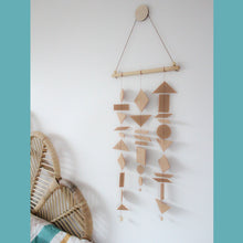 Load image into Gallery viewer, Felt Shapes Hanger - 3 strand wooden bar hanging
