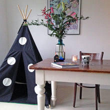 Load image into Gallery viewer, MIDI Teepee Black Canvas | White Polka SALE!
