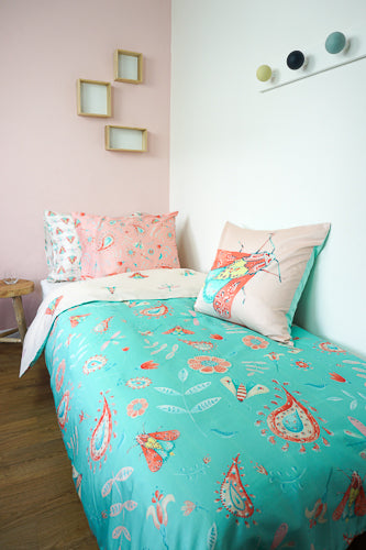 Moozle bedding set Folk Art organic cotton single bed duvet set printed