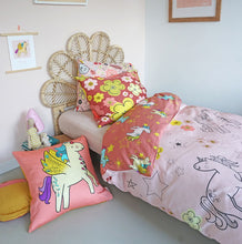Load image into Gallery viewer, 5 Piece Children&#39;s organic cotton Duvet Set - Unicorn Doodle Design
