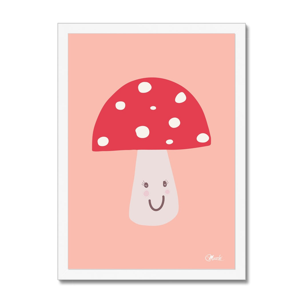 Happy Toadstool - Bright Framed Print