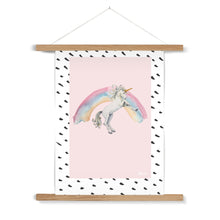 Load image into Gallery viewer, Unicorn and Rainbow Fine Art Print with Hanger
