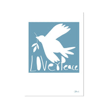Load image into Gallery viewer, Love+Peace Soft Blue Fine Art Print
