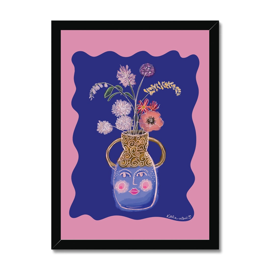 Face Vase - cobalt blue Framed Print