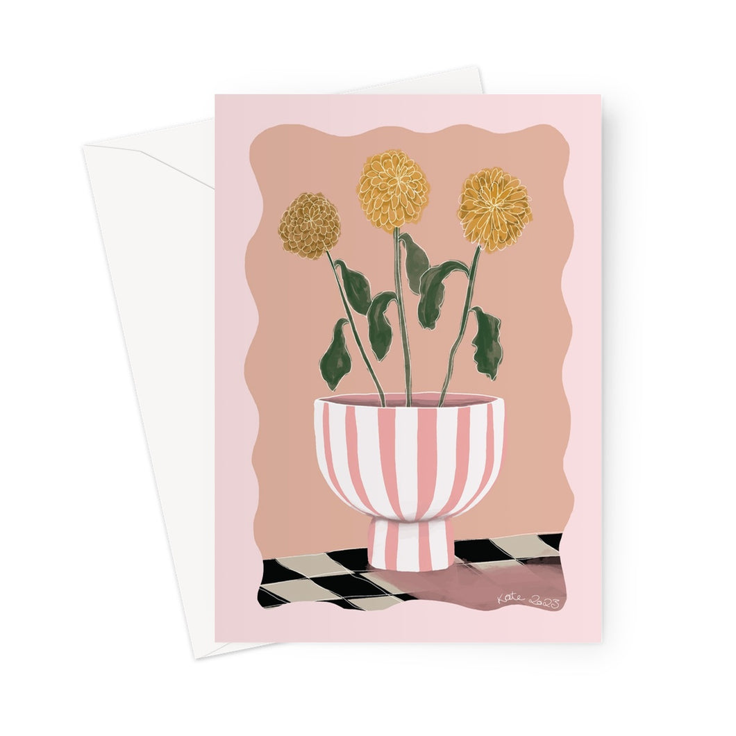 Three Dahlias Greeting Card