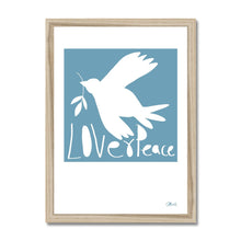 Load image into Gallery viewer, Love+Peace Soft Blue Framed Print.
