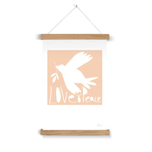 Load image into Gallery viewer, Love+Peace Blush Pink Fine Art Print with Hanger.
